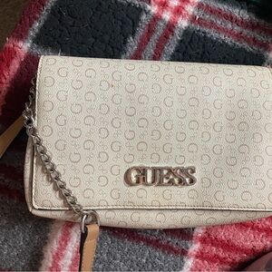 GUESS Beige Crossbody Bag with Chain Strap